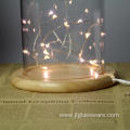 Glass Dome Oak Base With LED Nights